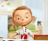 a cartoon character is shown in a classroom