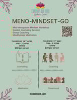 Poster advertising the latest course on Meno mindset and how to get started with your menopause.