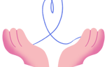 Two hands holding and connecting with a heart