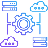 Vector icon of neural network nodes and code brackets representing ML engineering