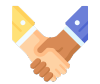 Icono de manos entrelazadas que representa acompañamiento a la hora de emprender y poner un negocio. 