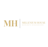 a black and white logo with the words,'millennium house '