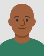 Flat avatar of a bald man with a green shirt