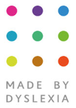 a colorful logo for Made by Dyslexiia
