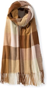 Villand Women's Wool Scarf - Cashmere Feel Winter Checked Scarves for Women, Large Soft Thick Shawls