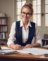 beautiful girl with glasses in vest and shirt
