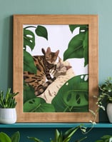 Bengal cats cuddling digital portrait