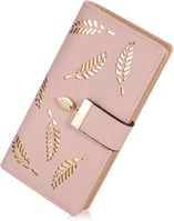 Women's Long Leaf Bifold Wallet Leather Card