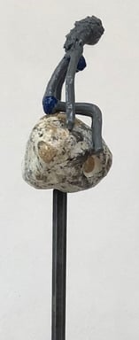 Divine, height 136cm (with stand), Welded sculpture with steel and stone
