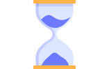 An hourglass, symbolizing efficiency and saving time.