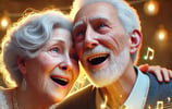 Pareja escuchan emocionados canción personalizada en la celebración de sus bodas de oro