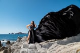 black flying dress