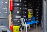 michelin tyres stacked in front of the tyrepublic tire shop in nigeria