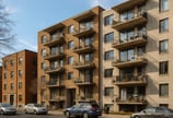 a row of apartment buildings with balconis, apartment building in montreal