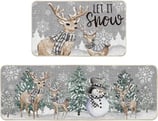 Artoid Mode Deer Tree Let It Snow Snowflakes Christmas Kitchen Mats