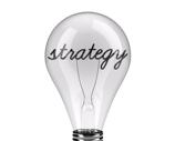 a light bulb bulb with the word strategy on it