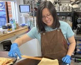 woman making crepe