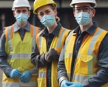 Três pessoas na imagem com coletes de seguranca de trabalho