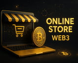 a laptop computer with a bitcoin on the screen
