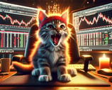 a cat is sitting on a desk with a computer monitor and a keyboard