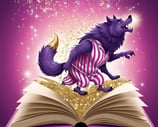 un livre violet avec un fond violet et un fond violet