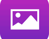 a purple square photo with a photo of a mountain view