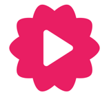 a pink flower with a video player on the screen