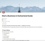 a website page with a picture start a business in Switzerland guide
