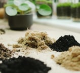  Soil ingredients laid out on a table