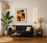 applique muro legno alluminio nero parete modern