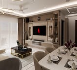 Home Theatre setup With a TV unit, 55 inch 4K TV & a high end sound system.