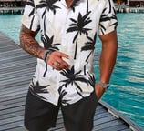 a man in a hawaiian shirt and shorts