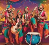 a group of men and women in colorful costumes