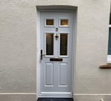 a white composite front door