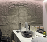 panneaux muraux bureau entreprise gris pierre 3d