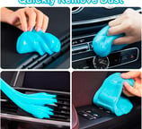 a person cleaning a car with a blue cleaning brush