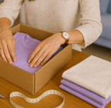 mujer empacando camisetas