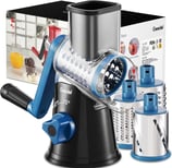 Kitchen Mandoline Vegetable Slicer with 3 Interchangeable Blades, Easy to Clean Rotary Grater Slicer
