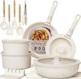 Ceramic Cookware Set Detachable Handle, RV Kitchen Cooking Set Removable Handles, Oven Safe