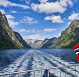 Boat on fjord Norway