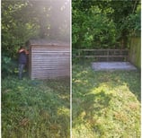 before and after picture of a shed demolition carried out in ronkswood worcester