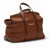 a brown leather bag with a brown leather bag