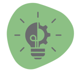 A representation of innovation- a lightbulb made up of cogs