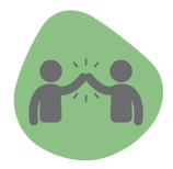 An illustration of two individuals giving each other a high-five to demonstrate collaboration