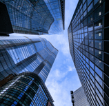 a view of a city with tall buildings