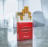 a cigarette pack of "casablanca premium cigarette"