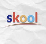 A logo for Skool