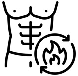 icon showing a six pack and fat burning