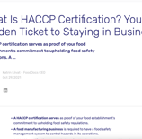 Example of an article - HAACP Certification (FoodDocs))