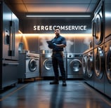 SergeComService appliance repair technician fixes commercial washer in Charlotte